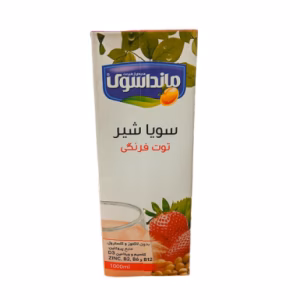 سویا شیر توت فرنگی بدون لاکتوز مانداسوی 1 لیتری