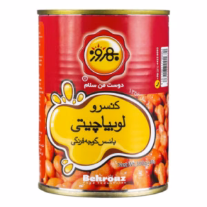 کنسرو لوبیا چیتی با سس گوجه فرنگی بهروز 390 گرم