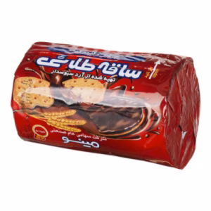 بیسکویت گندم کامل ساقه طلائی مینو باروکش کاکائویی 220 گرم