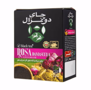 چای سیاه و تکه های گل محمدی هل و دوغزال 100 گرم